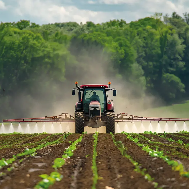 Tractor On A Field Applying Anhydrous Ammonia