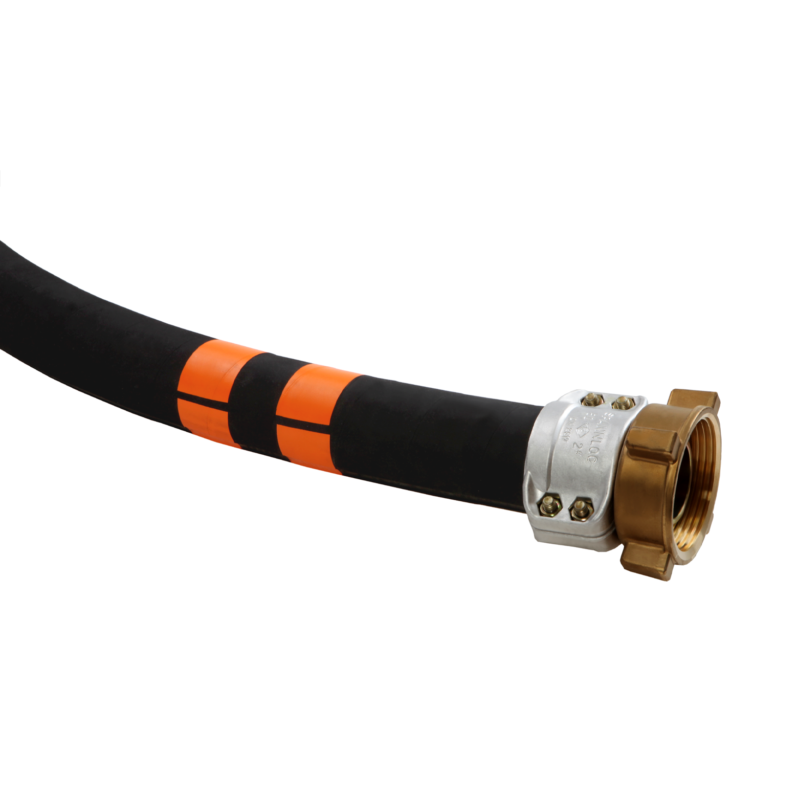 A rubber hose with two orange stripes 
