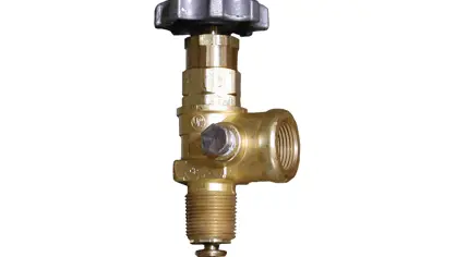 A gold globe and angle valve